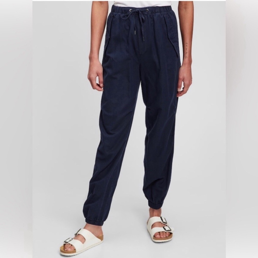 Gap navy linen cotton utility joggers